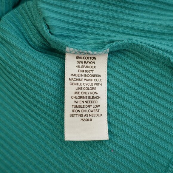 A.N.A. Teal 2XL Crew Neck Button Ribbed Cotton Rayon Spandex Top Blouse‎ - Picture 8 of 8